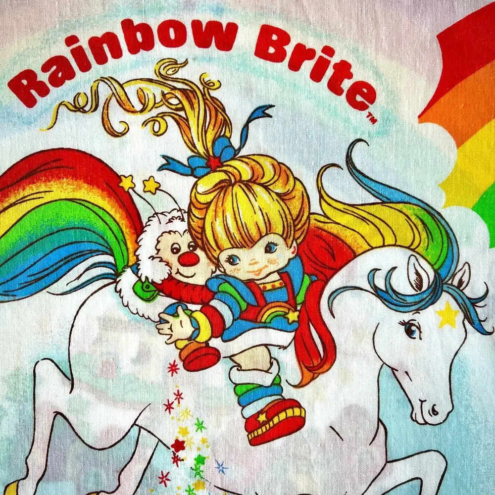 Vintage Rainbow Brite Full Flat Sheet 1983 Hallmark Bibb Stranger Things Bedding